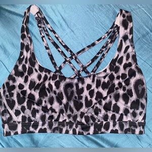 Victoria’s Secret Grey Leopard Sports Bra, Size Small, Strappy Back